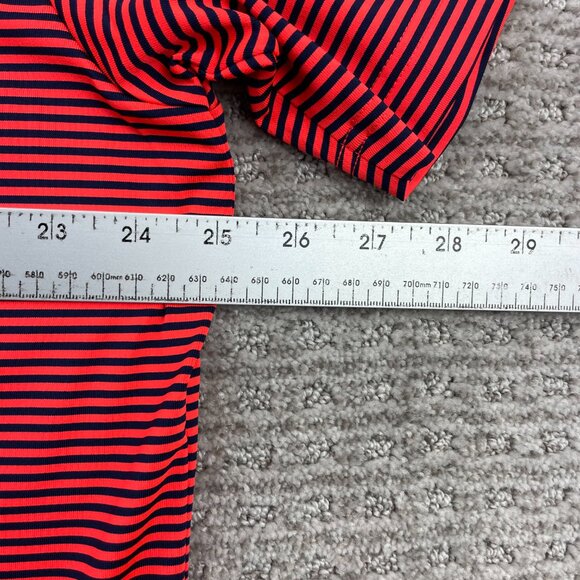 New Under ARMOUR Golf Shirt Men 2XL Neon Orange Navy Blue Stripes Heat Gear NWT - Picture 14 of 15